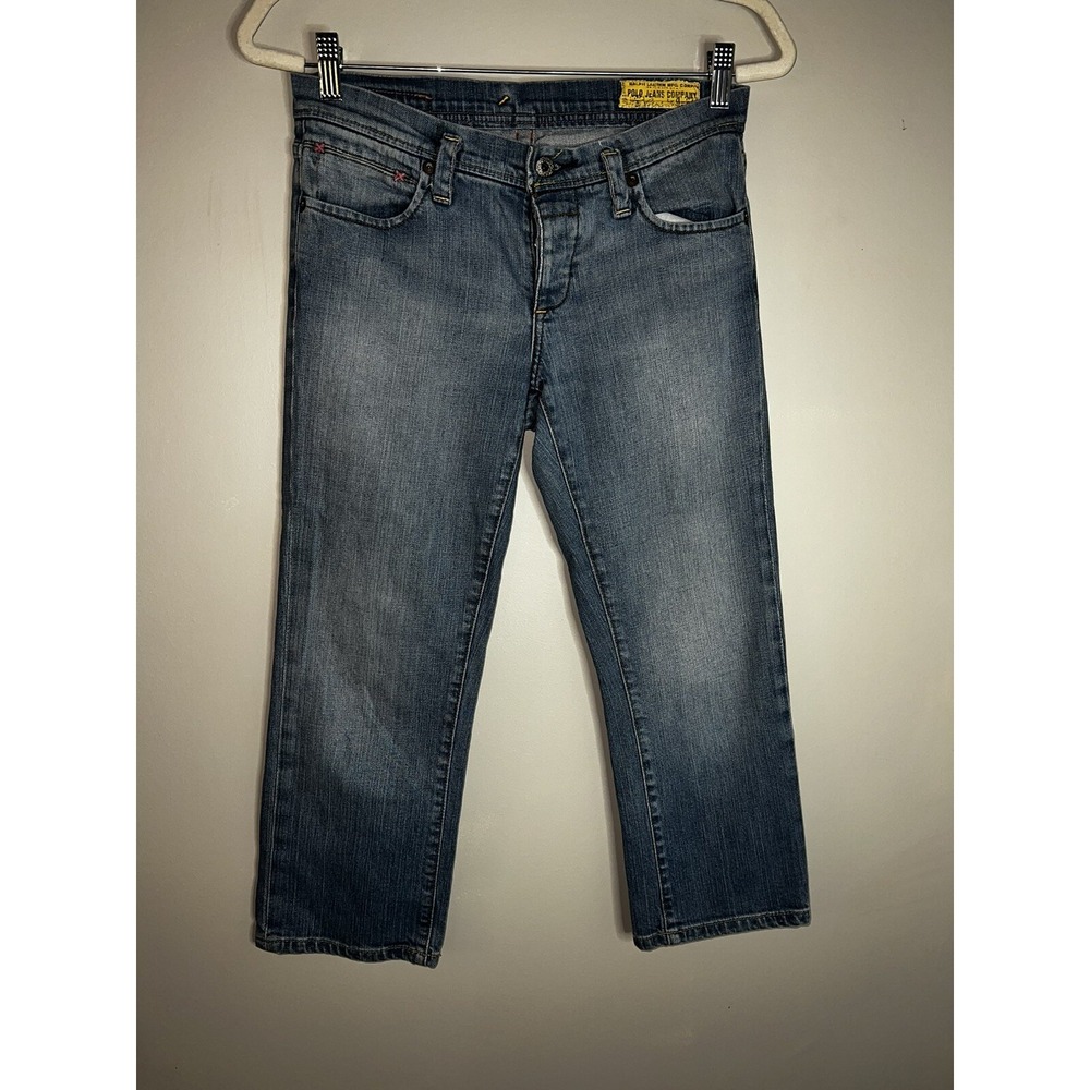 Polo Jeans Co Ralph Lauren Whitney Cropped Jeans Blue Stretch Button Fly Size 6